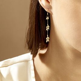 Boucles D'oreilles Pendantes Edinna Or Jaune - Boucles d'Oreilles Plume Femme | Histoire d’Or
