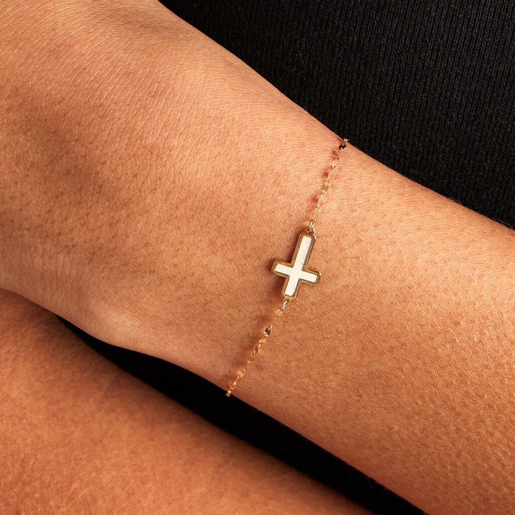Bracelet Crescentius Or Jaune Nacre - Pendentifs Baptême Famille | Histoire d’Or