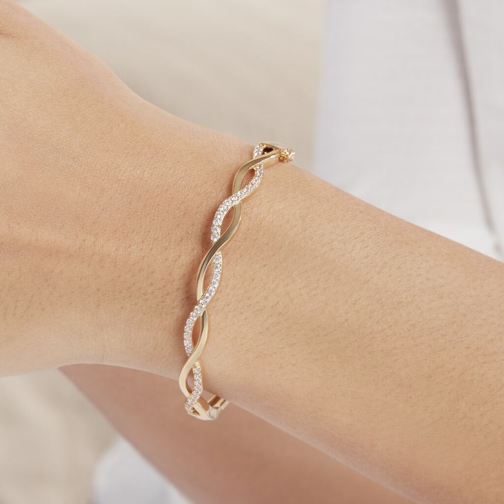 Bracelet Jonc Imae Plaqu&eacute; Or Jaune Oxyde De Zirconium - Bracelets Pierre Femme | Histoire d&rsquo;Or