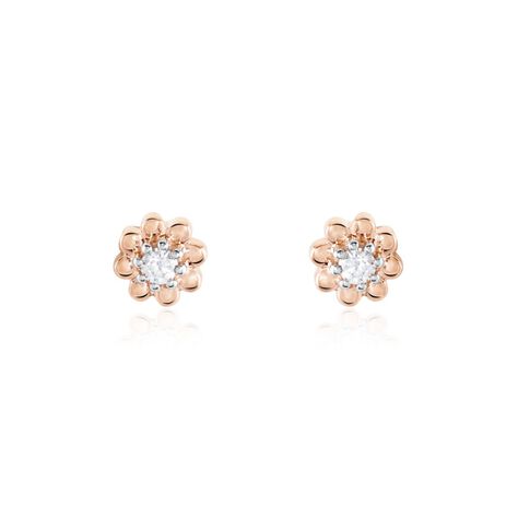 Boucles D'oreilles Puces Argent Rose Donella Oxyde De Zirconium - Boucles d'oreilles fantaisie Femme | Histoire d’Or