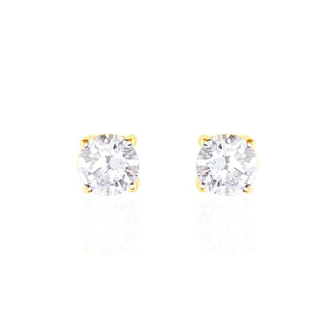 Boucles D'oreilles Puces 4 Griffes Or Jaune Diamant Synthetique - Clous d'oreilles Femme | Histoire d&rsquo;Or