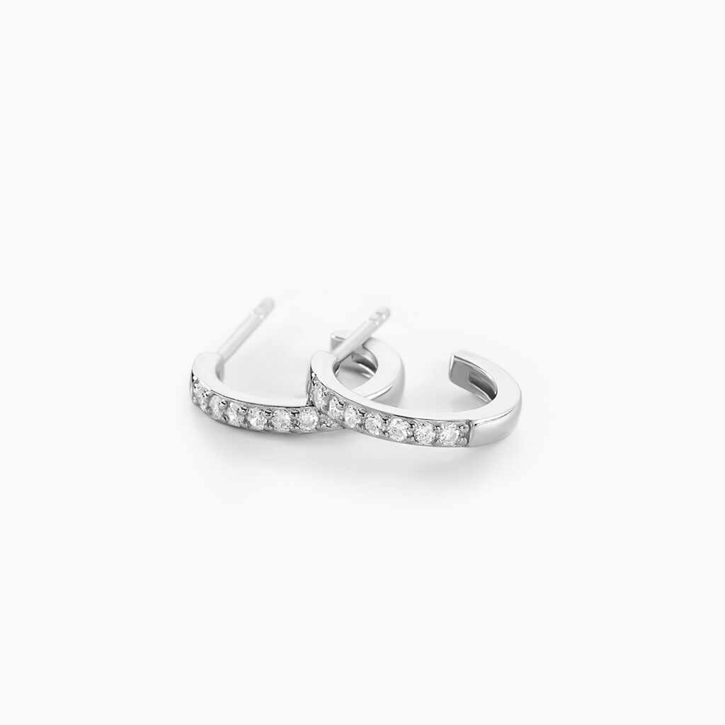 Créoles Argent Blanc Roshan Oxydes De Zirconium - Boucles d'oreilles créoles Femme | Histoire d’Or