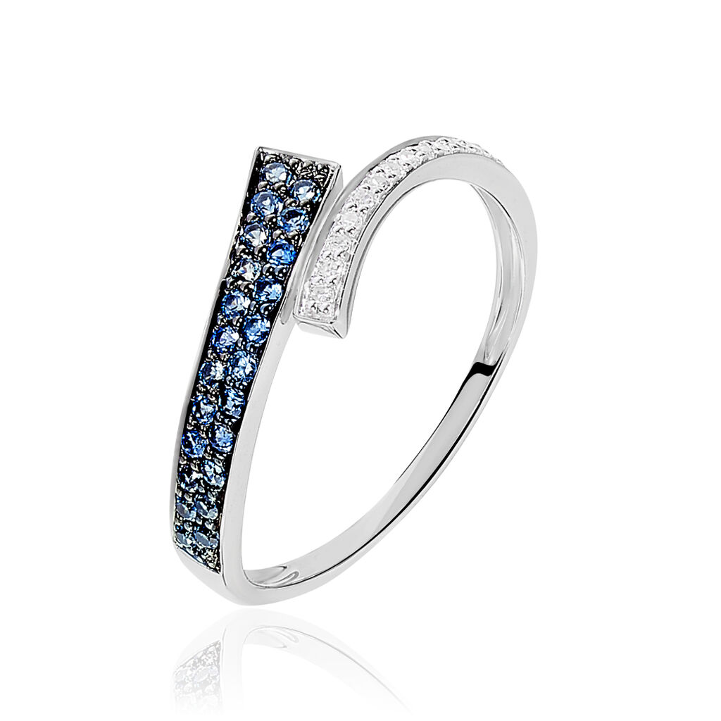 Bague Amelie Or Blanc Saphir Et Diamant - Bagues avec pierre Femme | Histoire d’Or