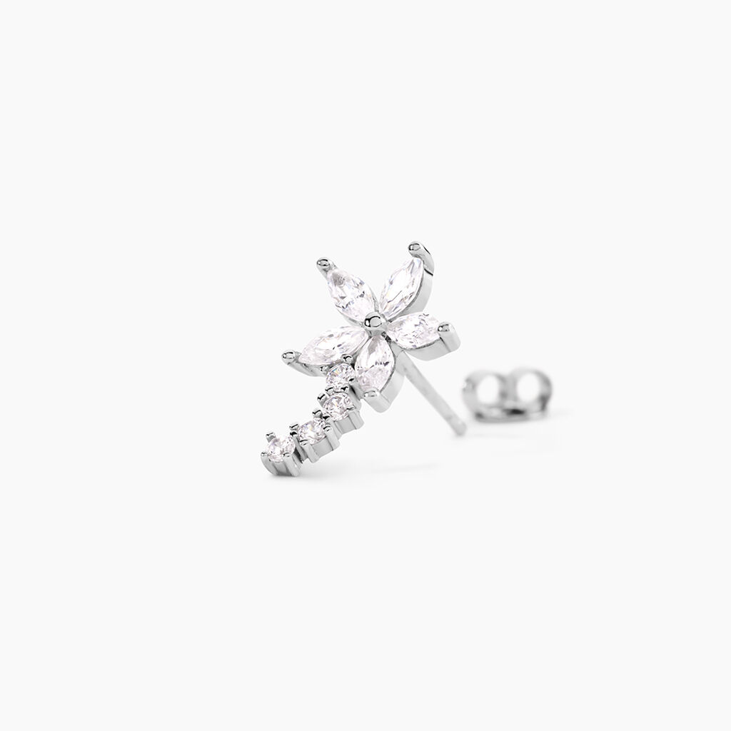 Boucles D'oreilles Puces Argent Blanc Florencio Oxydes De Zirconium - Boucles d'oreilles empierr&eacute;es Femme | Histoire d&rsquo;Or