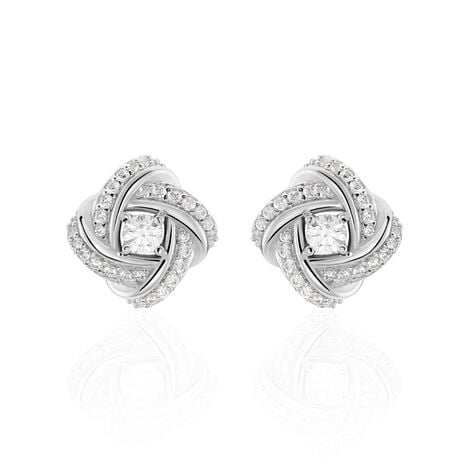 Boucles D'oreilles Puces Anasthase Argent Blanc Oxyde De Zirconium - Boucles d'oreilles fantaisie Femme | Histoire d’Or