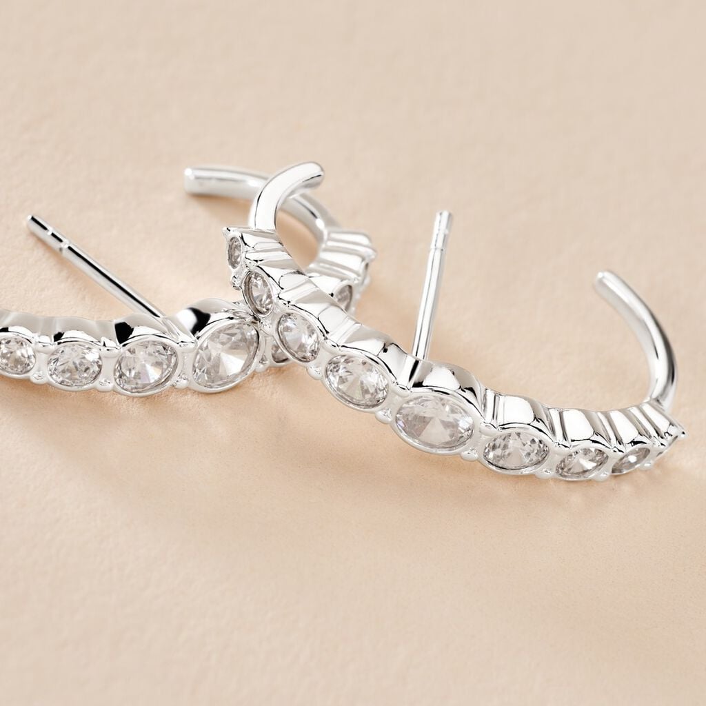 Boucles D'oreilles Liviu Argent Blanc Oxyde De Zirconium - Boucles d'oreilles cr&eacute;oles Femme | Histoire d&rsquo;Or