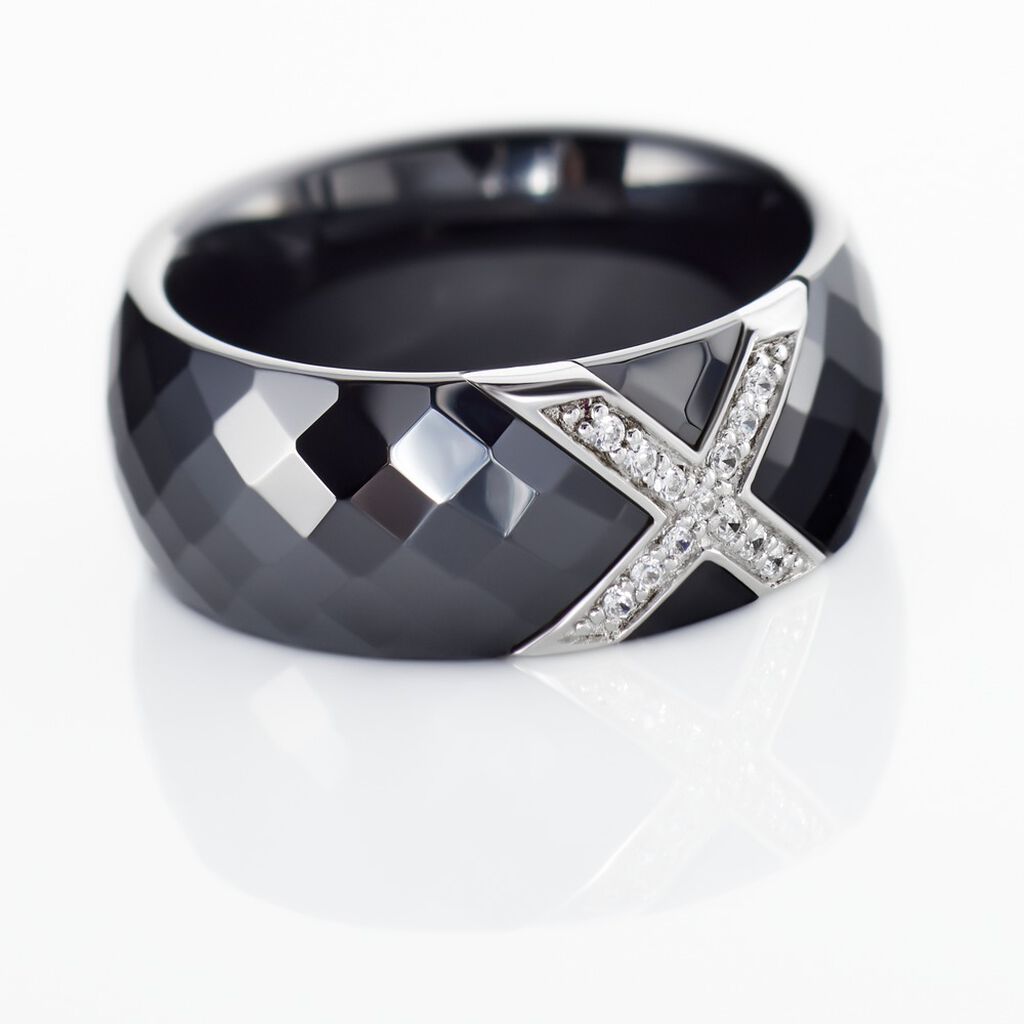 Bague Ceramique X Argent Blanc Oxyde De Zirconium Et C&eacute;ramique - Bagues solitaires Femme | Histoire d&rsquo;Or