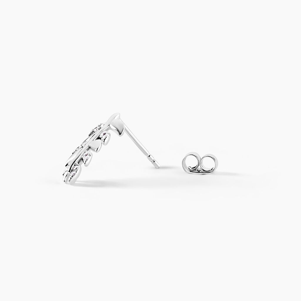Boucles D'oreilles Puces Jade Argent Blanc Oxyde De Zirconium - Boucles d'oreilles fantaisie Femme | Histoire d’Or