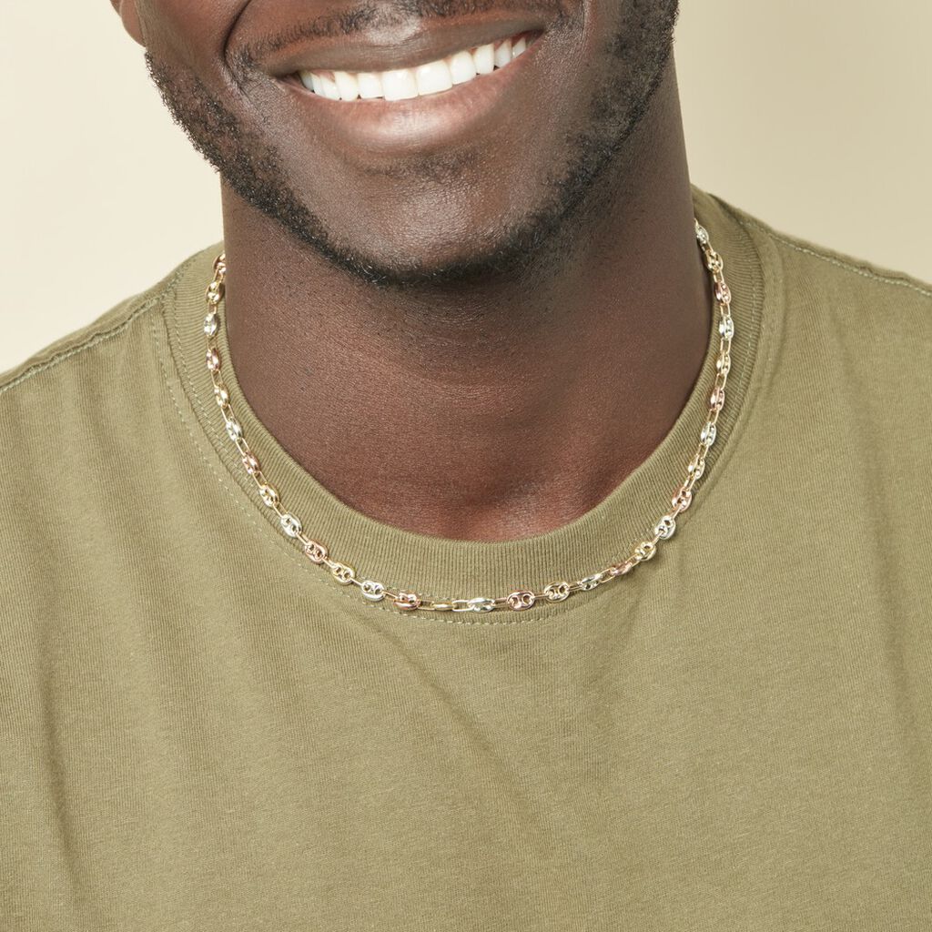 Collier Dami Maille Grain De Cafe Or Tricolore - Chaines Homme | Histoire d’Or