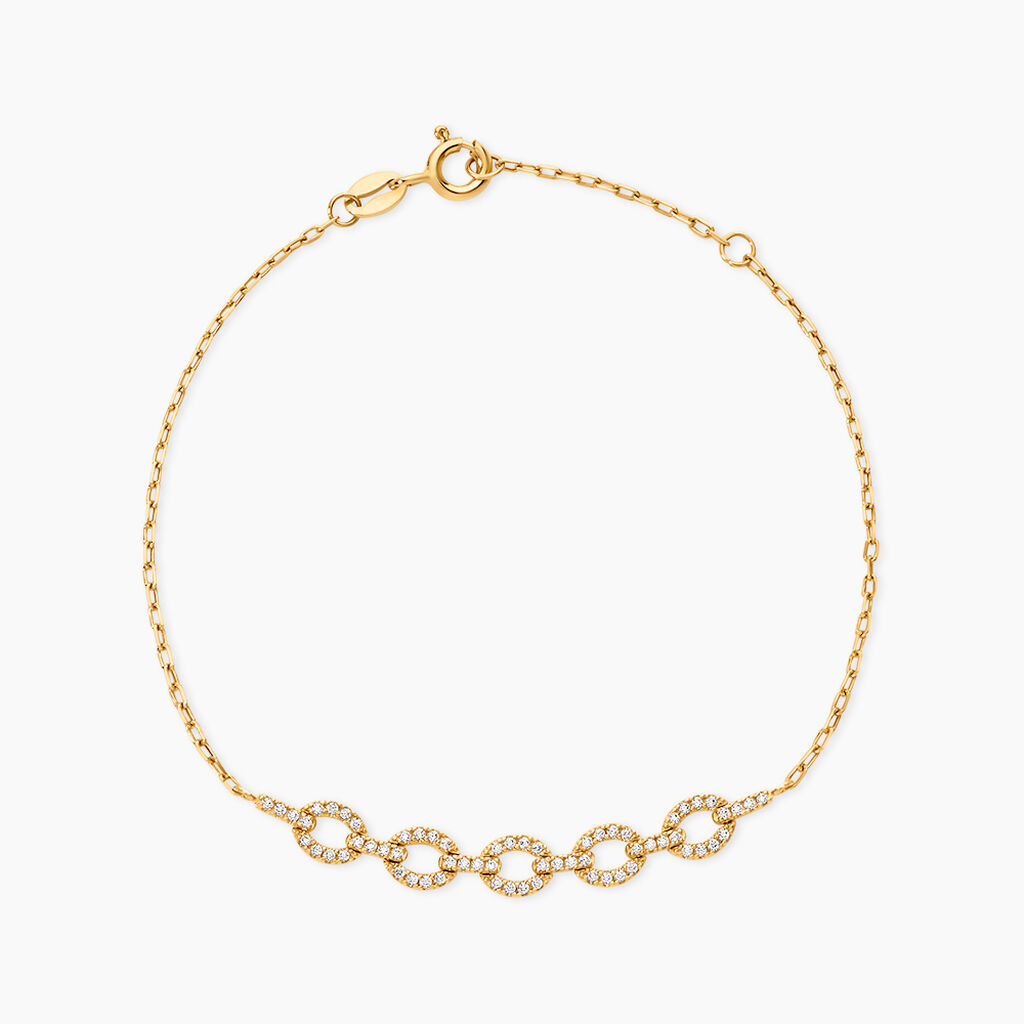 Bracelet Cinthya Argent Dor&eacute; A L'Or 750/1000 Oxyde De Zirconium - Bracelets Femme | Histoire d&rsquo;Or