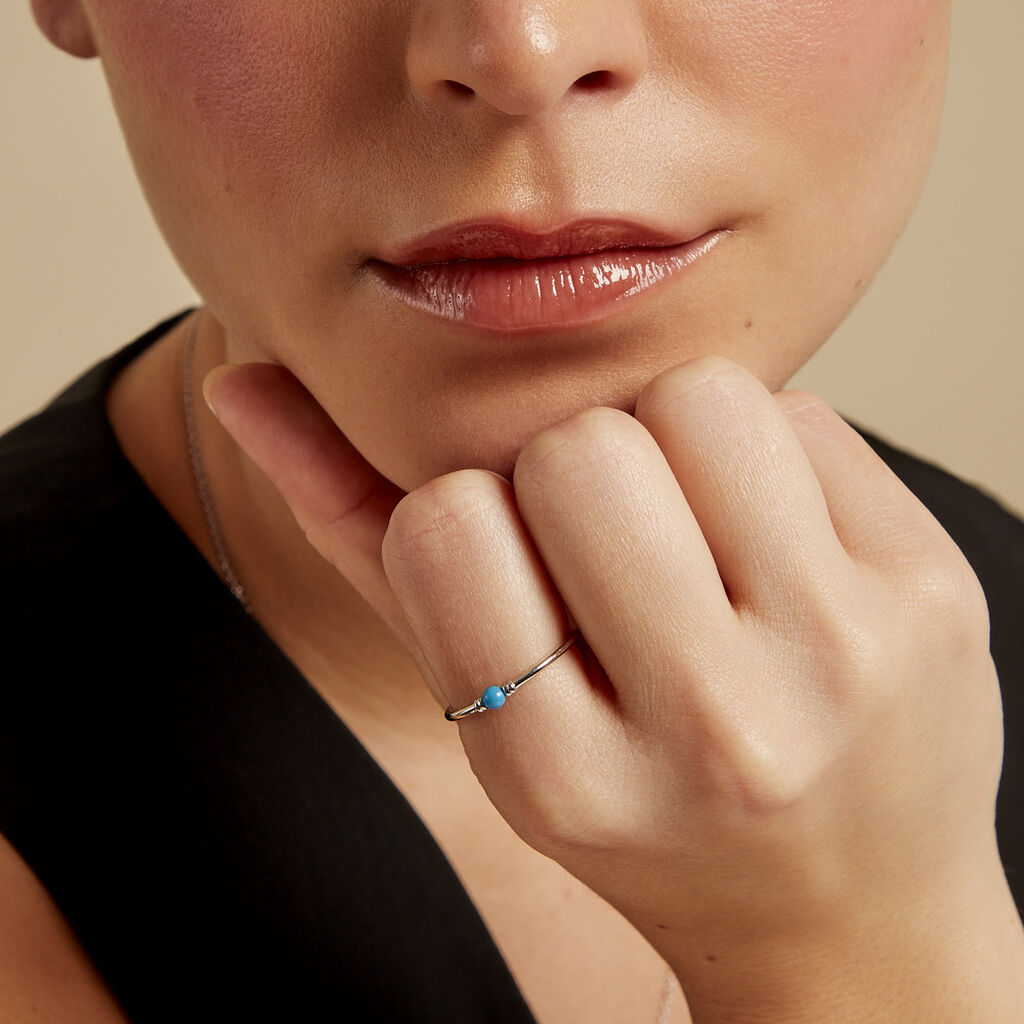 Bague Laelle Argent Blanc Turquoise - Bagues solitaires Femme | Histoire d’Or