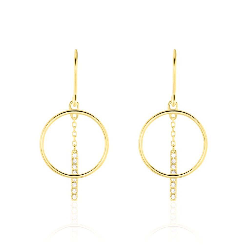 Boucles D'oreilles Pendantes Or Jaune Guda Oxyde De Zirconium - Boucles d'oreilles pendantes Femme | Histoire d’Or