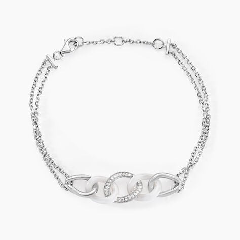 Bracelet Link Argent Blanc Céramique Et Oxyde De Zirconium - Bracelets Femme | Histoire d’Or