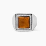 Chevali&egrave;re Exode Acier Blanc Oeil De Tigre - Bagues solitaires Homme | Histoire d&rsquo;Or