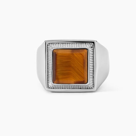 Chevali&egrave;re Celino Acier Blanc Oeil De Tigre - Bagues solitaires Homme | Histoire d&rsquo;Or