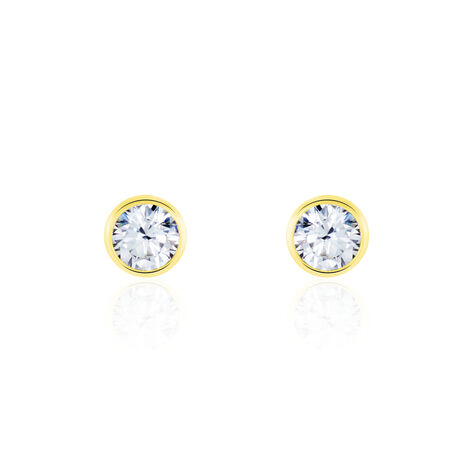 Boucles D'oreilles Puces Daria Serti Clos Or Jaune Oxyde De Zirconium - Clous d'oreilles Femme | Histoire d’Or