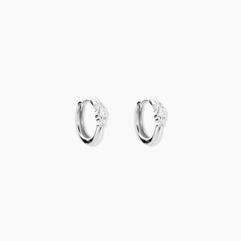 Cr&eacute;oles Kemila Argent Blanc Oxyde De Zirconium - Boucles d'oreilles cr&eacute;oles Femme | Histoire d&rsquo;Or