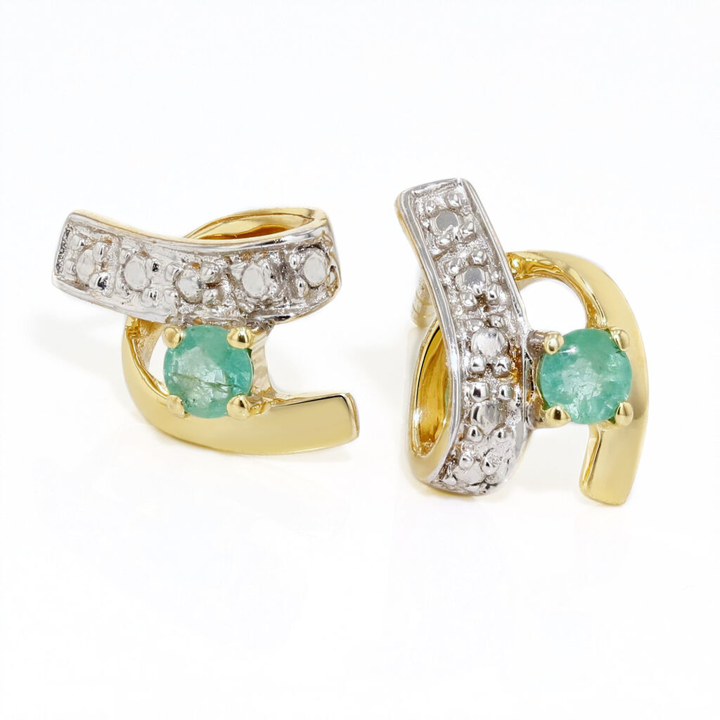 Boucles D'oreilles Puces Loubra Or Jaune Emeraude - Clous d'oreilles Femme | Histoire d’Or