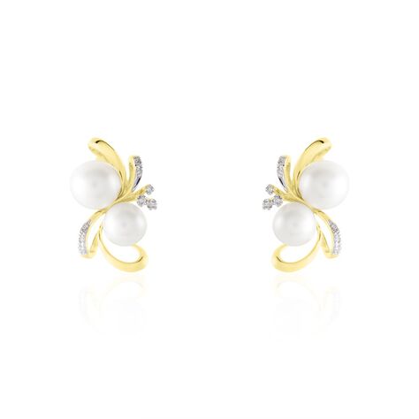 Boucles D'oreilles Puces Wandula Or Jaune Perle De Culture Et Diamant - Clous d'oreilles Femme | Histoire d’Or