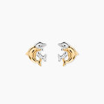 Boucles D'oreilles Puces Fulvie Double Dauphins Or Bicolore - Clous d'oreilles Femme | Histoire d&rsquo;Or