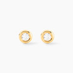 Boucles D'oreilles Puces Eden Serti Pneu Or Jaune Oxyde De Zirconium - Clous d'oreilles Femme | Histoire d&rsquo;Or