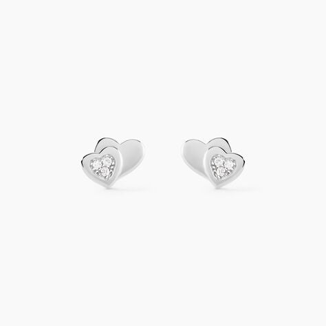 Boucles D'oreilles Puces Argent Blanc Dounyo Oxydes De Zirconium - Boucles d'oreilles fantaisie Femme | Histoire d’Or