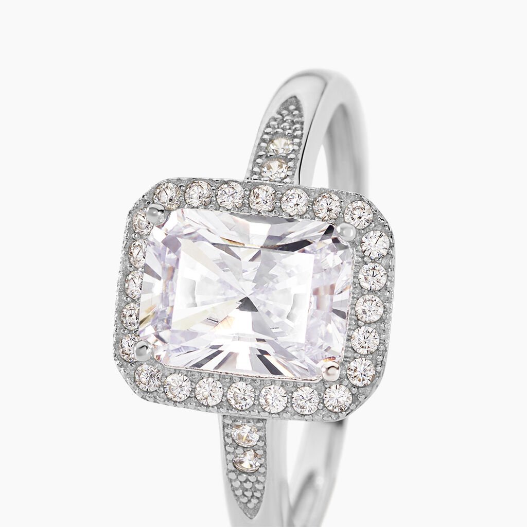 Bague Solitaire Pilar Argent Blanc Oxyde De Zirconium - Bagues solitaires Femme | Histoire d&rsquo;Or