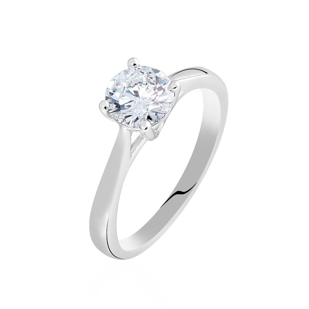 Bague Solitaire Fiona Or Blanc Diamant Synthetique - Bagues solitaires Femme | Histoire d’Or