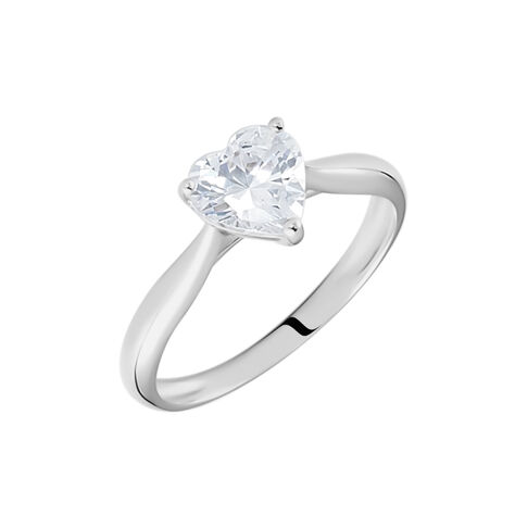 Bague Solitaire Geranium Argent Blanc Oxyde De Zirconium - Bagues solitaires Femme | Histoire d’Or