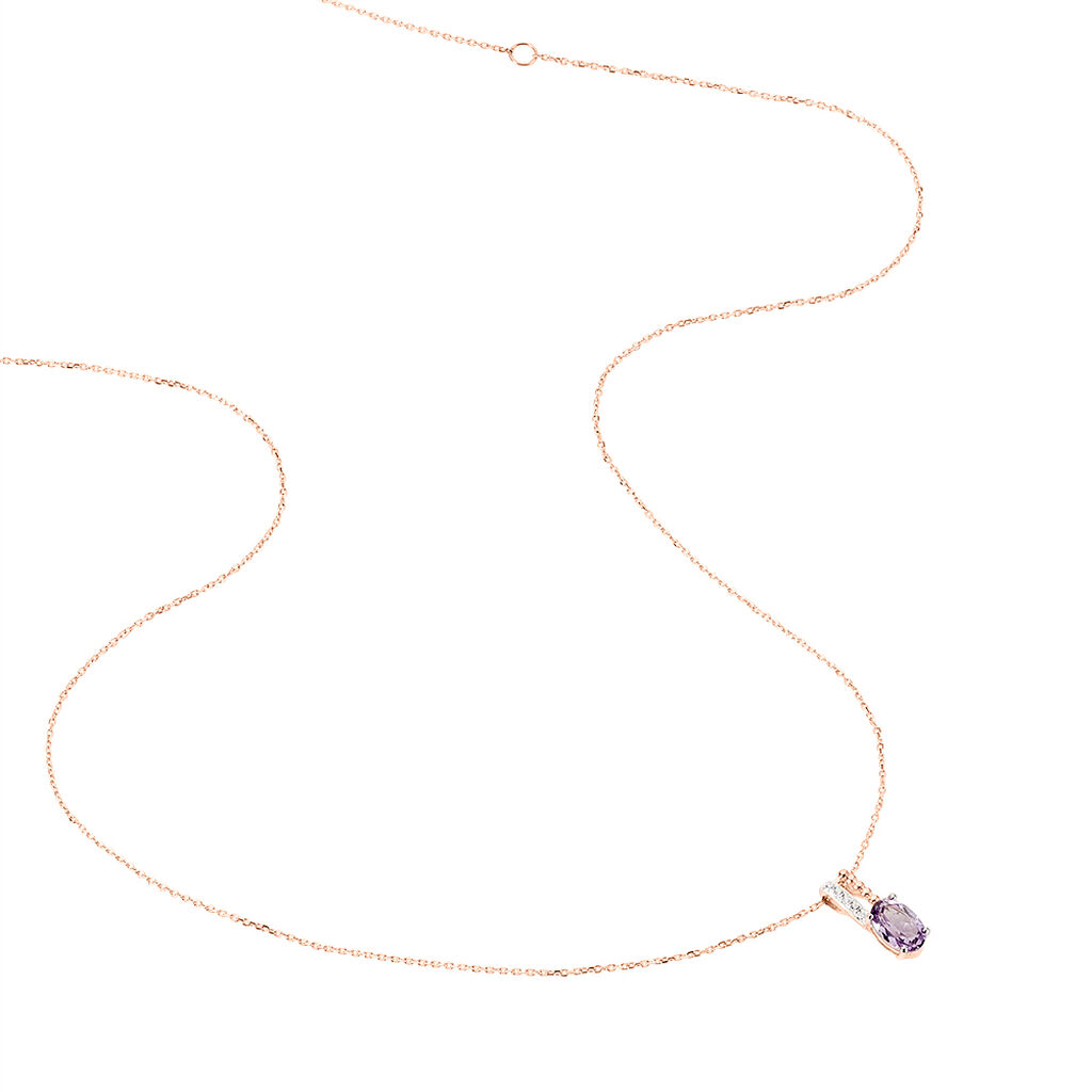 Collier Frannie Or Rose Amethyste Et Oxyde De Zirconium - Colliers Femme | Histoire d’Or