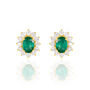 Boucles D'oreilles Puces Vladimir Or Jaune Diamant Et Emeraude