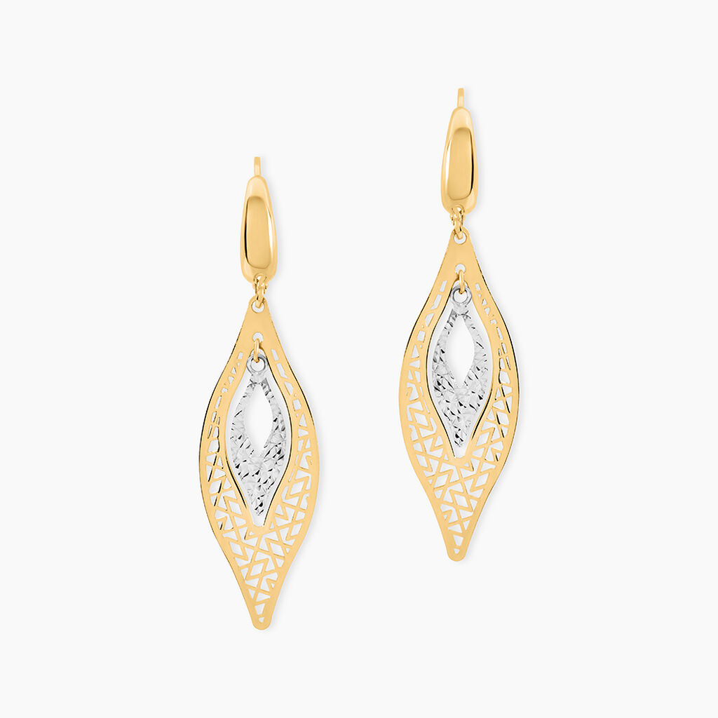 Boucles D'Oreilles Pendantes Gerontius Or Bicolore - Boucles d'oreilles pendantes Femme | Histoire d&rsquo;Or
