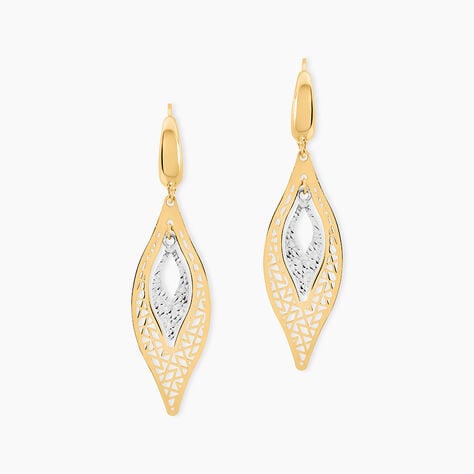 Boucles D'Oreilles Pendantes Gerontius Or Bicolore - Boucles d'oreilles pendantes Femme | Histoire d&rsquo;Or