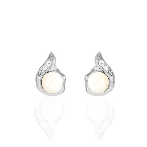 Boucles D'oreilles Puces Mellie Argent Blanc Perle De Culture - Boucles d'oreilles fantaisie Femme | Histoire d&rsquo;Or