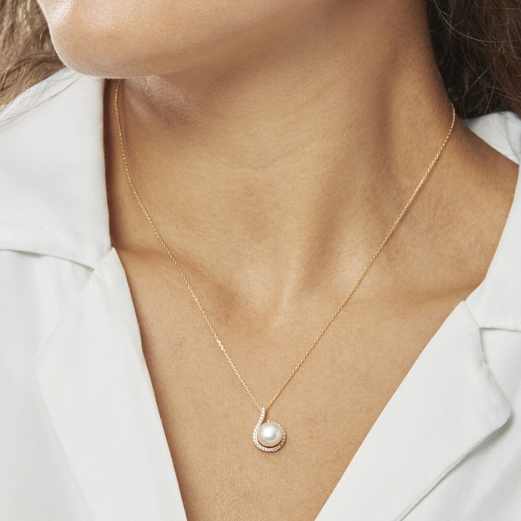 Collier Lucinda Or Jaune Perle De Culture Et Oxyde De Zirconium - Colliers Femme | Histoire d’Or