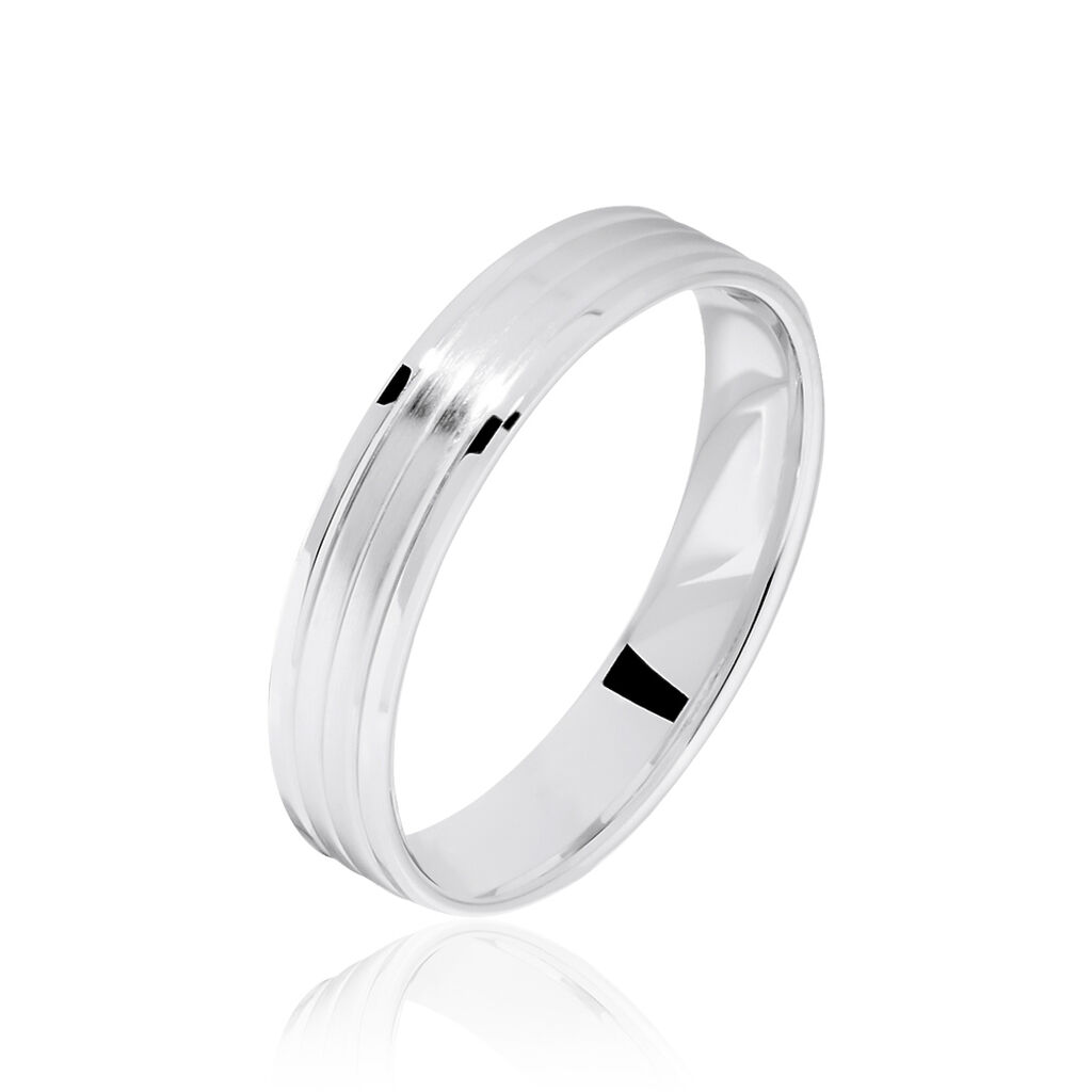 Alliance Basile Ruban Plat Or Blanc - Alliances Unisex | Histoire d&rsquo;Or