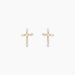 Boucles D'Oreilles Puces Jesusa Argent Dor&eacute; A L'Or 750/1000 Oxyde De Zirconium - Boucles d'oreilles fantaisie Femme | Histoire d&rsquo;Or