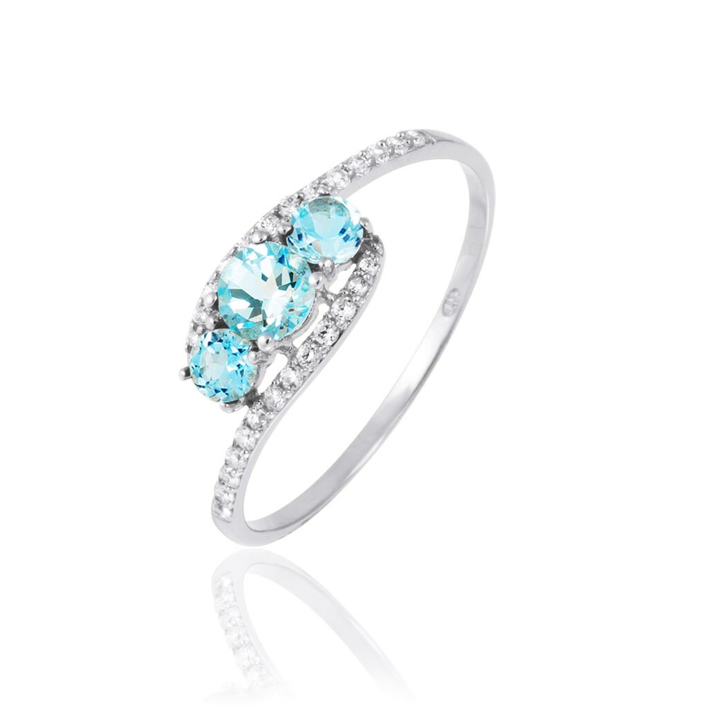 Bague Chloe Or Blanc Topaze Et Oxyde De Zirconium - Bagues solitaires Femme | Histoire d&rsquo;Or