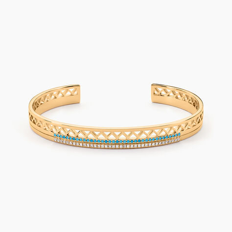 Bracelet Jonc Zoila Plaqu&eacute; Or Pierre De Synthese Et Oxyde - Bracelets joncs Femme | Histoire d&rsquo;Or