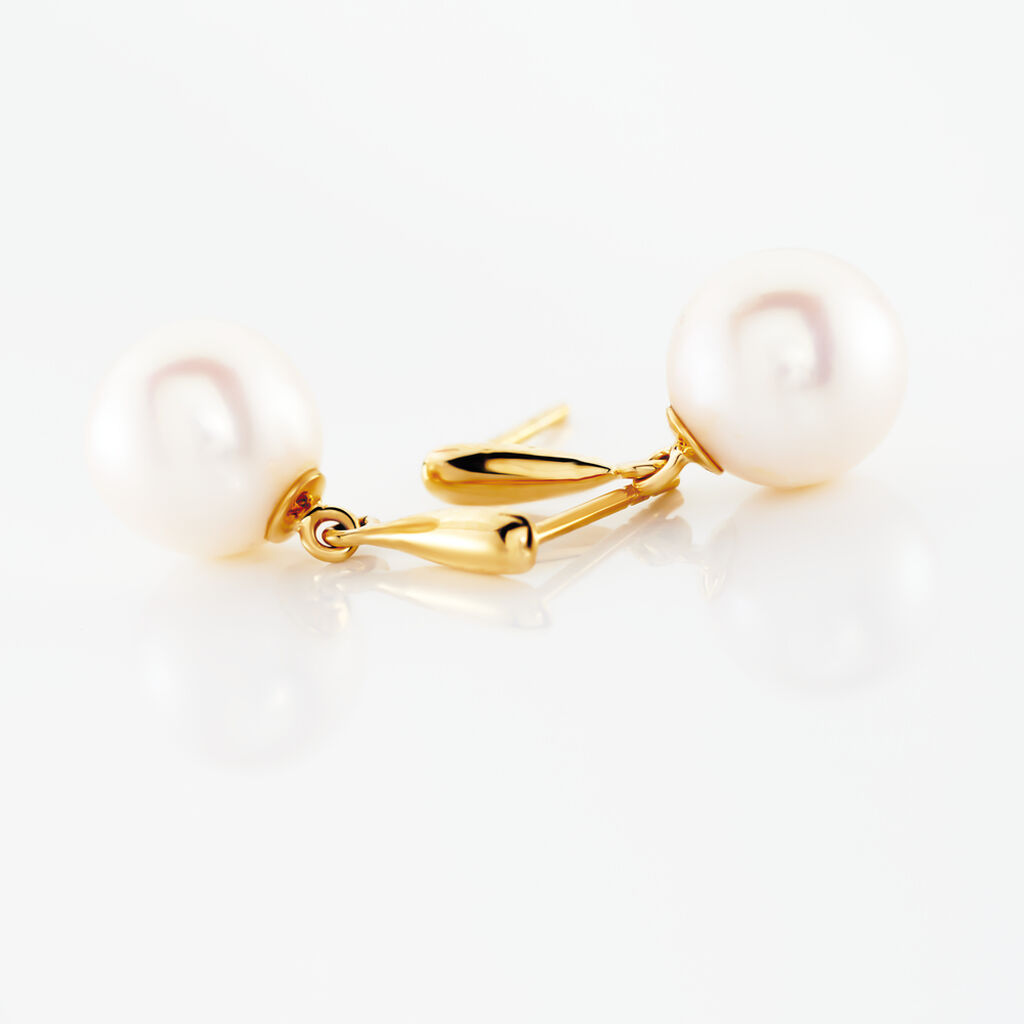 Boucles D'oreilles Pendantes Sibylle Or Jaune Perle De Culture - Boucles d'oreilles pendantes Femme | Histoire d’Or