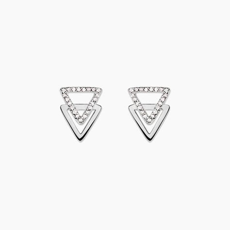 Boucles D'oreilles Puces Glorya Argent Blanc Oxyde De Zirconium - Boucles d'oreilles empierr&eacute;es Femme | Histoire d&rsquo;Or