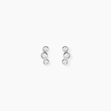 Boucles D'Oreilles Puces Flor Argent Blanc Oxyde De Zirconium - Boucles d'oreilles fantaisie Femme | Histoire d&rsquo;Or