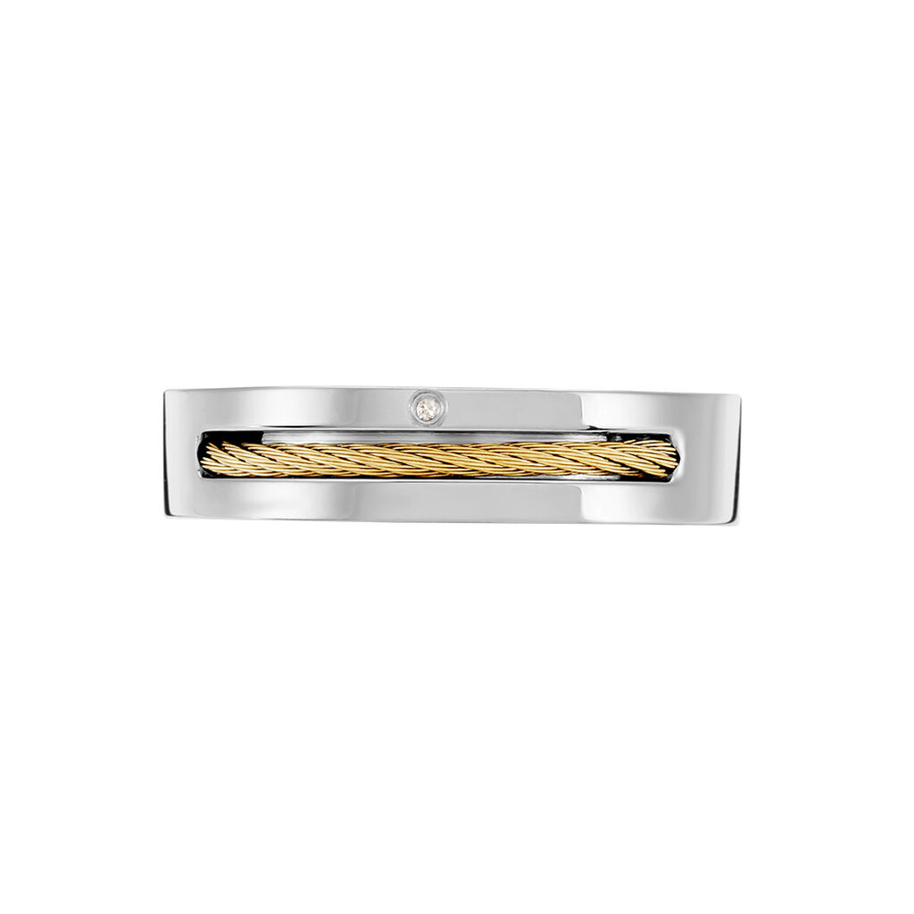 Bague Acier Blanc Stelios Diamant - Bagues avec pierre Homme | Histoire d’Or