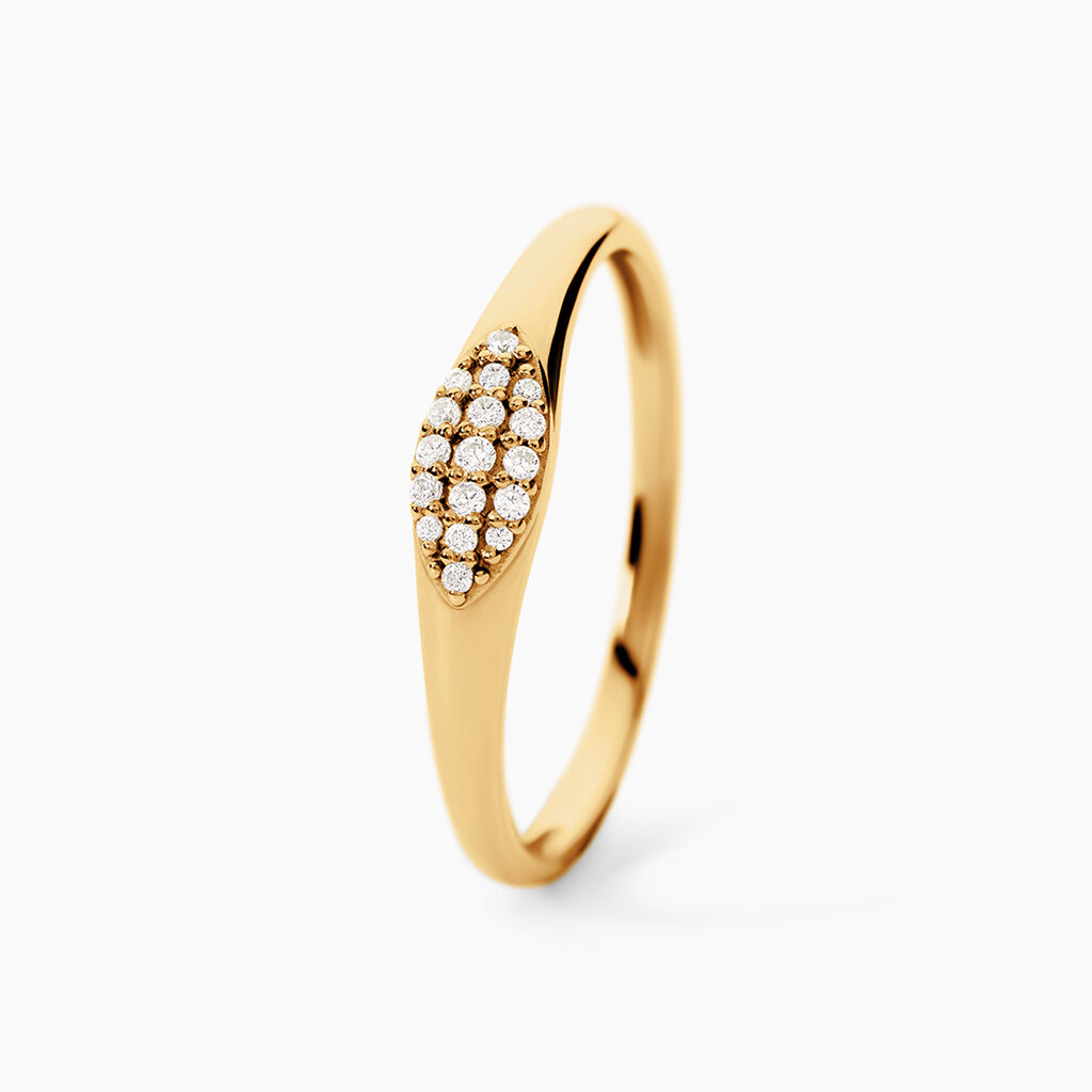 Bague Merryl Argent Dor&eacute; A L'Or 750/1000 Oxyde De Zirconium - Bagues avec pierre Femme | Histoire d&rsquo;Or