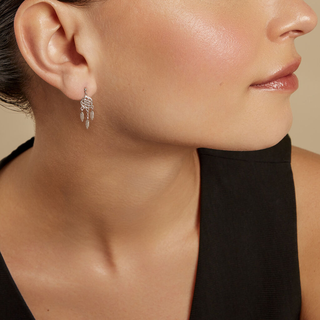 Boucles D'oreilles Pendantes Oniria Argent Blanc - Boucles d'oreilles fantaisie Femme | Histoire d’Or