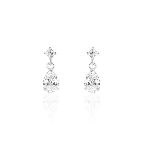 Boucles D'oreilles Pendantes Jordaine Or Blanc Oxydes - Boucles d'oreilles pendantes Femme | Histoire d’Or