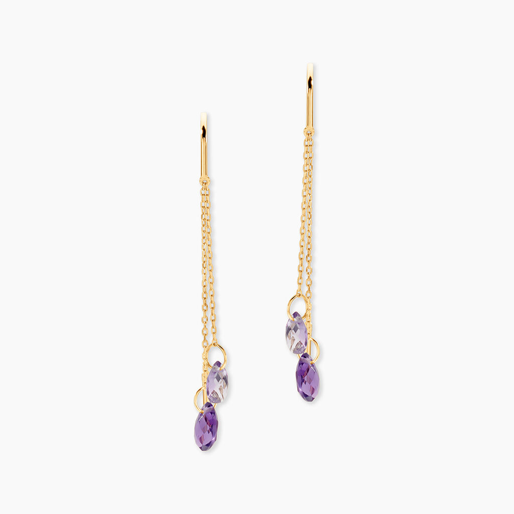 Boucles D'oreilles Pendantes Terence Or Jaune Amethyste - Boucles d'oreilles pendantes Femme | Histoire d&rsquo;Or