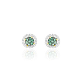 Boucles D'oreilles Puces Lise-laure Or Jaune Emeraude Et Diamant - Clous d'oreilles Femme | Histoire d’Or