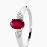 Bague Edgina Or Blanc Rubis Et Diamant - Bagues solitaires Femme | Histoire d&rsquo;Or
