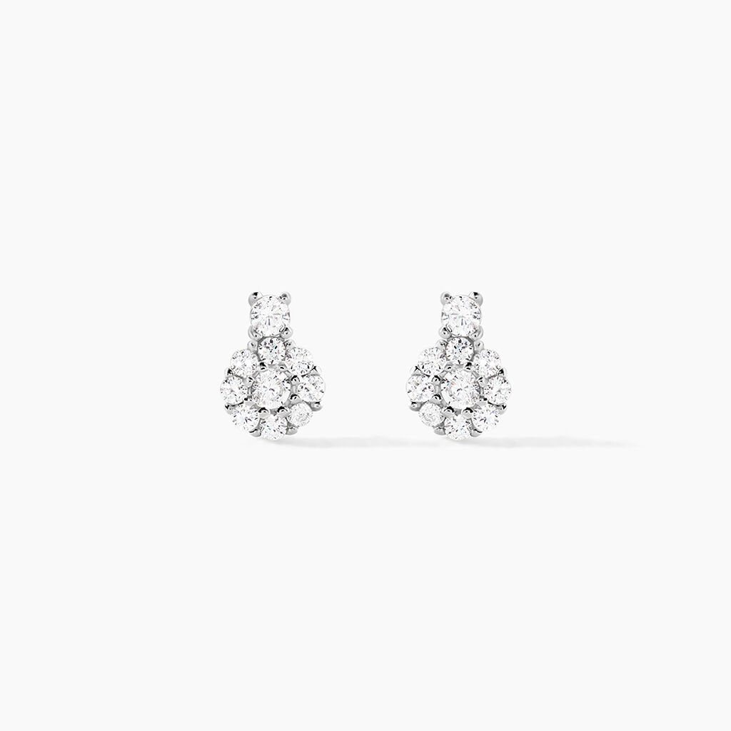 Boucles D'oreilles Puces Melyna Argent Blanc Oxyde De Zirconium - Boucles d'oreilles fantaisie Femme | Histoire d&rsquo;Or